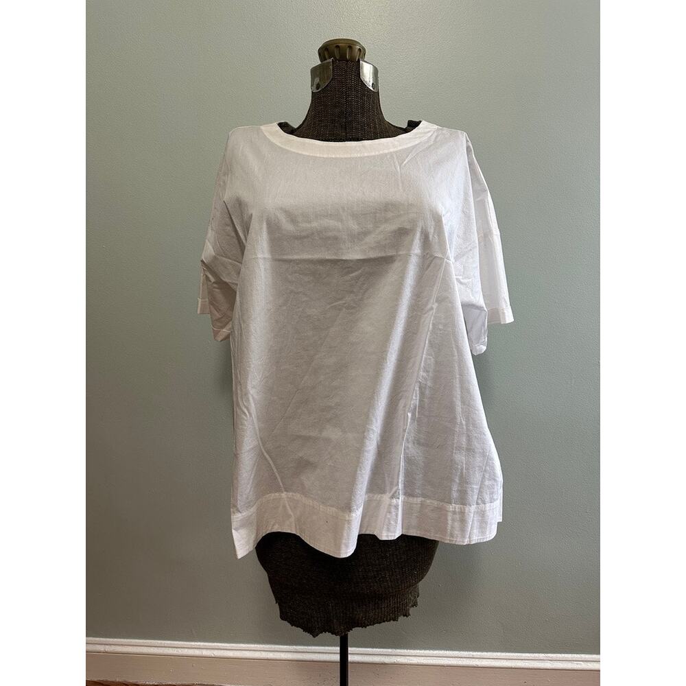 Eileen Fisher white cotton short sleeve blouse size XL NWT